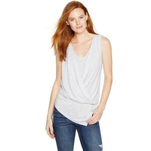 White House Black Market Gray Sleeveless Asymmetrical Surplice Tunic Top Sz M